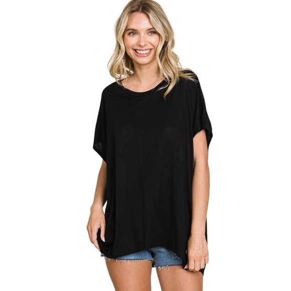 Culture Code Black Round Neck Oversized Flowy Sleeveless Tank Top CAK1557 - Picture 2 of 7